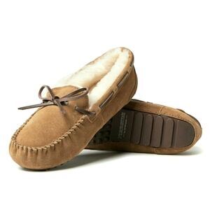Fireside By Dearfoams Victoria Genuine Shearling Moccasin with Tie Size 6 NWT